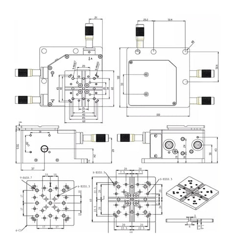 Technical drawing of the Ultra Precision Rotary Tilt Table For Knockout Micro Positioning dimensions and layout details.