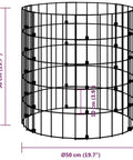 Heavy Duty Galvanized Steel Garden Composter 19.7 Inch Diameter Outdoor Compost Bin dimensions illustration