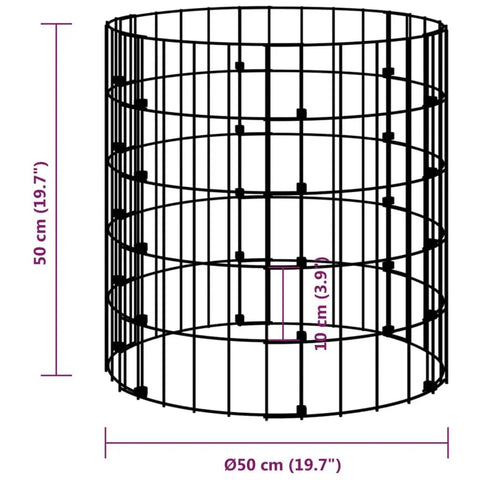 Heavy Duty Galvanized Steel Garden Composter 19.7 Inch Diameter Outdoor Compost Bin dimensions illustration