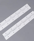 Two Pack 12 Inch White 304 Stainless Steel Heavy Duty Continuous Piano Hinges With Screws for projects and display cases.