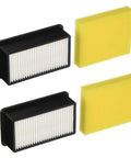 2 Pack Filter Set 1008 Replacement For Bissell CleanView Upright Vacuums 9595A 1819 1822 1825 1831 1330 1332 Includes 2 Pre Motor Foam Filters And 2 Post Motor Filters, shown with yellow foam and pleated filters.
