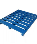 Rock Solid Heavy Duty Steel Forklift Pallets With Grid Platform Built Tough As Nails For Industrial Warehouses Garages And Heavy Machinery Storage Legit Warehouse Essentials, blue steel pallet with slats.