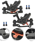 Dope Heavy Duty Aluminum Mechanical Disc Brake Calipers Pair For Bikes And Scooters featuring close-up views and mounting options.