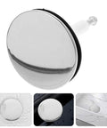 Bathtub Drain Stopper with Rotating Design and Silicone Seal Ring, shiny silver finish, easy to use for efficient drainage.