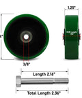 Diagram of 4 Inch Caster Set Of 4 Replacement Wheels With Polyurethane Tread On Cast Iron Cores Ball Bearings 3/8 Inch Bore