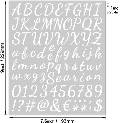 White Self-Adhesive Vinyl Letters And Numbers Kit, 12 Sheets, 1000 Pcs, Includes Uppercase, Lowercase, Numerals And Punctuation, 1 Inch