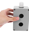 Aluminum Emergency Stop Button Control Box With Two Holes Cast Metal Push Button Switch Station Industrial Electronic Switch Enclosure For Safety Applications Heavy Duty Control Box For Machinery, gray aluminum enclosure with two holes