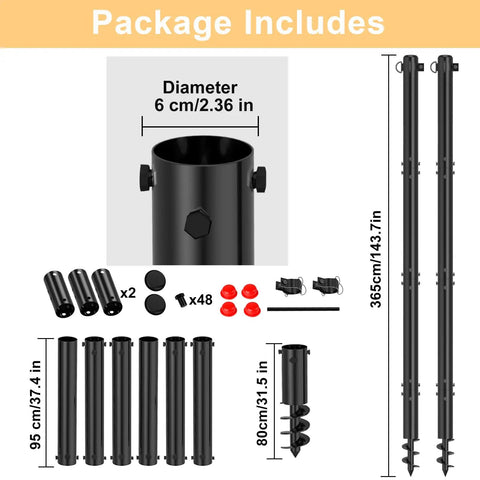 Heavy Duty Steel Shade Sail Poles 2 Pack With D Clamp For Outdoor String Lights Patio Backyard 2.36 Inch Diameter Posts Tough As Nails Sun Shade Poles Built To Last