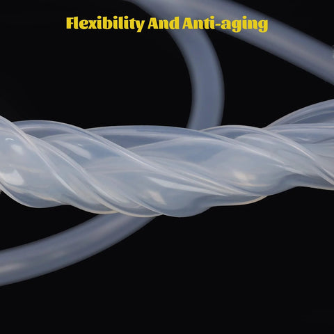Clear silicone tubing, 1/4 in ID x 3/8 in OD, food-grade and flexible