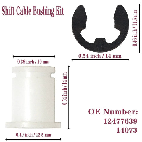 Chevrolet Silverado 2500 HD Shifter Cable Bushing Kit Replacement with dimensions and part numbers shown.