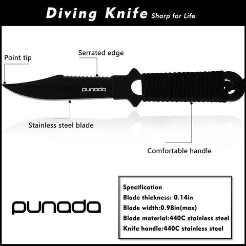 Dive Knife With Holster And Dual Sheath Black Premium Scuba Knife With Thigh And Leg Straps Ultra Sharp 440C Stainless Divers Knife