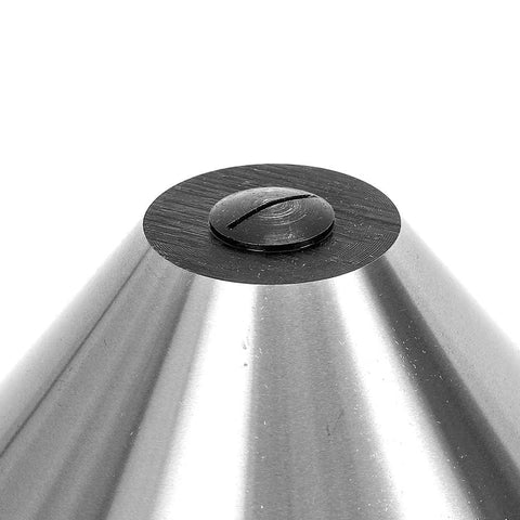 Front view of a 6-inch MT3 bull-nose lathe live center with a black top cap.