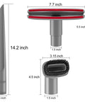 Crevice Tool And Dust Brush For Vacuum Upholstery Cleaning With 14 Inch Gap Tool Compatible With Navigator Lift Away Models NV350 NV351 NV352 NV355 NV356E NV357 NV360 NV370 UV440 NV42 NV22 NV31 Replacement 112FFJ with dimensions and close-up views