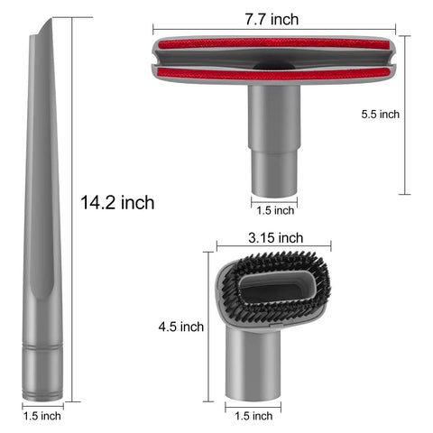 Crevice Tool And Dust Brush For Vacuum Upholstery Cleaning With 14 Inch Gap Tool Compatible With Navigator Lift Away Models NV350 NV351 NV352 NV355 NV356E NV357 NV360 NV370 UV440 NV42 NV22 NV31 Replacement 112FFJ with dimensions and close-up views