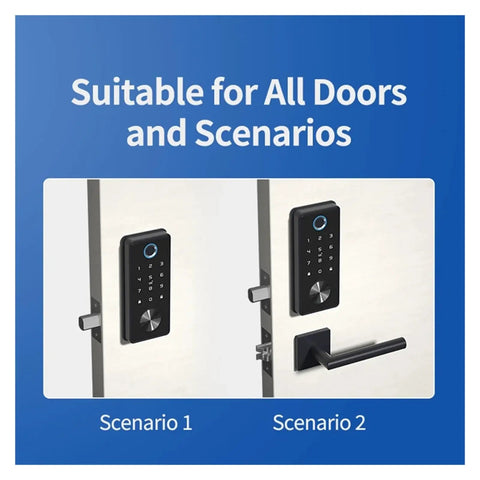 Slick Matte Black Smart Deadbolt Featuring Crisp Bluetooth App Control And Hella Sturdy Zinc Alloy Cast for various door scenarios.