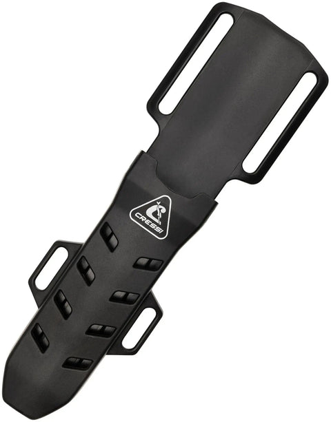 Underwater Edge Lizard Black Diver Knife sheath multipurpose tool holder with strap loops, made of durable plastic.