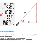 Compact Laser Distance Meter With Pythagorean Mode, 131 Ft Range, USB Charging, LCD Backlight, Area And Volume Measurement, Real Time Angle Display, Single And Continuous Readouts, Handy Tool For DIYers And Builders angle mode display