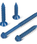 3/16 Inch By 1-1/4 Inch Hex Washer Head Concrete Screws Kit With Drill Bit And Hex Socket, 100 Pieces Blue Coated