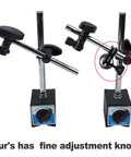 Two magnetic-base dial indicator holders with fine adjustable long arms