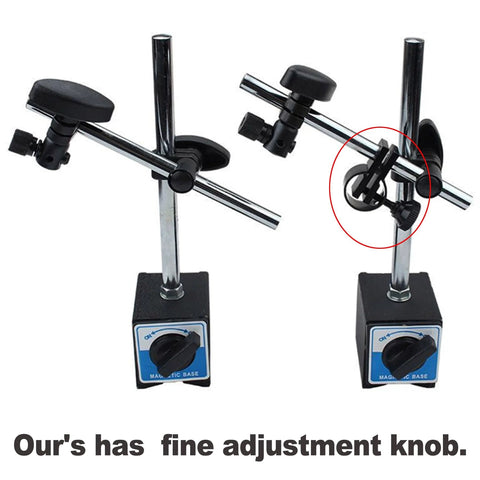 Two magnetic-base dial indicator holders with fine adjustable long arms