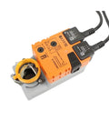 Heavy Duty Damper Actuator Built Like A Tank For Hvac Ventilation, robust design with connecting cables and adjustment dial.