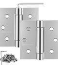 3 And A Half Inch Self Closing Stainless Steel Door Hinges Built Tough For Everyday Use Heavy Duty Spring Loaded Auto Close Adjustable To Close With Square Corner Design Rust Resistant Easy Install With Hex Wrench And Screws 2 Pack