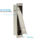 Pocket Door Handle Kit With Flush Recessed Pull In Brushed Nickel, Auto Retract Design, Easy Press Release, One-Hand Operation, Durable Solid Construction, No-Fuss Finger Edge Access, 2 Pack fixed-axis design close-up