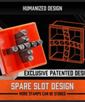 Easy To Pick 37 Piece Metal Letter And Number Stamp Set with space-saving layout showing spare slots for stamp storage.