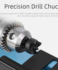 Precision drill chuck of Heavy Duty 150W Mini Lathe Machine for metal woodworking, clamping range 0.6-6.5MM.