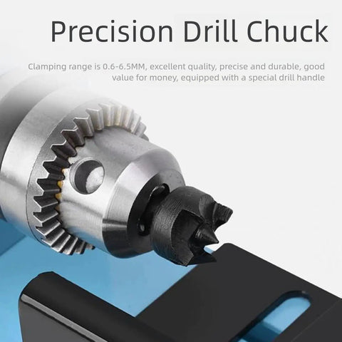 Precision drill chuck of Heavy Duty 150W Mini Lathe Machine for metal woodworking, clamping range 0.6-6.5MM.