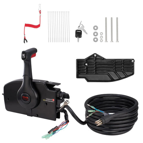 Side Mounted Outboard Remote Throttle Control Box With Power Trim Switch And Lanyard 16.3 Ft Harness 8 Plus 4 Pin Marine
