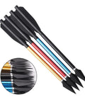 12 Piece Aluminum Crossbow Bolts with removable broadheads showing colorful shafts and pointed tips for outdoor shooting and training.