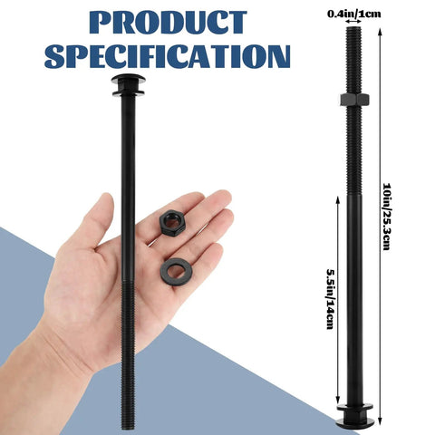 Heavy Duty Black Carriage Bolt Kit One Half Inch By Ten Inch Galvanized Bolts Set With 20 Pieces For Wood Decks Fencing And Construction Projects Beefy Tough Hardware For Outdoor DIY Home Improvement And Furniture Building. Black carriage bolt with nut and washer, 1/2 in x 10 in