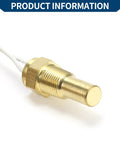 Straight Up Heavy Duty 12V 24V Universal Water Temp Sensor Kit brass sensor detail with wire for engine monitoring.