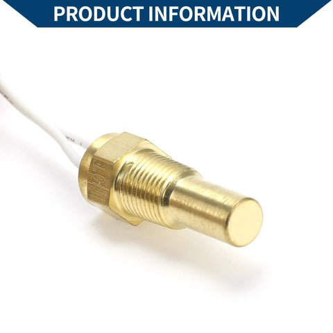 Straight Up Heavy Duty 12V 24V Universal Water Temp Sensor Kit brass sensor detail with wire for engine monitoring.