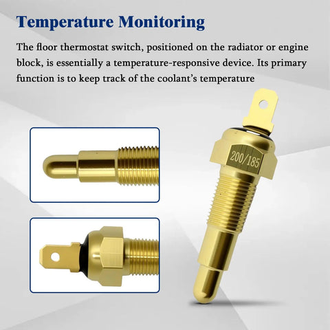 Ground Thermostat Switch For Auto Cooling Fans One Eighth Inch NPT 200F On 185F Off brass sensor for radiator cooling
