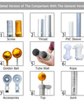 Comparison chart showing components of 20 Ft Aluminum Flag Pole Kit Yard Ready Sectional For Outdoor Use With 1.2mm Thick Walls