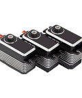 Heavy Hitter 20 kg cm Torque RC Servo With Coreless Motor At 8.4 V Delivers Snappy 0.10 S Speed shown in black with steel gears.