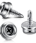 Heavy Duty Marine Boat Cover Snaps 24 Pack Stainless Steel 3/8 Inch Socket Studs showing screw-in design and shiny finish.