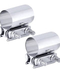Two Pack 2.25 Inch Exhaust Clamp Kit Stainless Steel Butt Joint Band Sleeve Coupler For Pipes Mufflers And Catalytic Converters Built To Last Heavy Duty Performance Corrosion Resistant