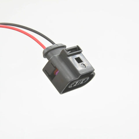 Plug And Play 2 Pin Coolant Level Sensor Connector Pigtail With Pre Crimped Wires 6 Inch Leads, black VW/Audi plug