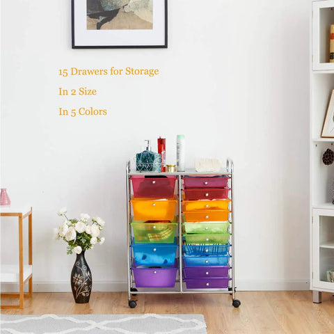 Versatile Rolling Storage Cart With 15 Drawers For Keeping Your Home Office Spotless And Fast Gear Swaps During Any Daily Grind Or Weekend Maker Project