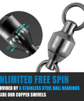 20 Pack Ball Bearing Snap Swivels For Fishing Saltwater And Freshwater Lure Clips Coast Lock Tackle Terminal Tackle Line Leaders 78 Lb Strength Built Tough For Heavy Duty Tackle, black nickel swivel with 6 stainless steel ball bearings