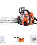Gas Powered Chainsaw With 14 Inch Top Handle 2 Stroke Motor Easy Start Ergonomic Wrap Around Grip with accessories