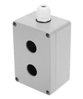 Metal Push Button Control Box With Emergency Stop Cover For Industrial Outdoor Use 2 Hole Cast Aluminum Switch Enclosure rugged white