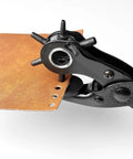 Rotating Leather Hole Punch Kit with six diameters 2mm to 4.5mm punching holes in leather for belts, watches, handbags