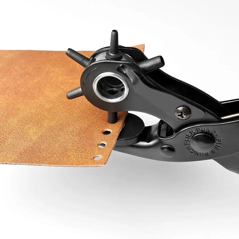 Rotating Leather Hole Punch Kit with six diameters 2mm to 4.5mm punching holes in leather for belts, watches, handbags