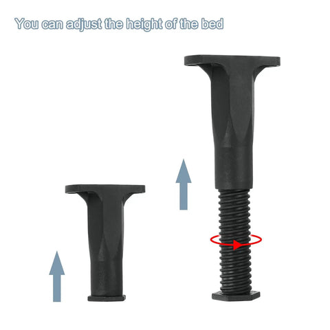 Heavy Duty Adjustable Bed Frame Support Legs With Center Slat Stabilizers That Lock Tight To Banish Every Wobble adjustment mechanism