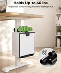 Heavy Duty Under Desk PC Mount For Standing Desk No Fuss Clamp Lifts Tower Smoothly Kills Cable Snags And Sets Off Straight Fire Ergonomics For Any Legit Home Office Battlestation with 40lbs capacity mounted on a desk.