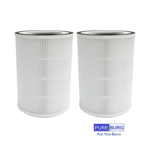 Two Pack H13 HEPA Replacement Filter For Afloia KILO Series Air Purifiers including KILO PRO KILO PLUS in white.